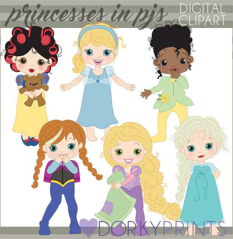 Princesses in Pajamas Character Clipart