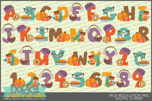 Pumpkin Spice Alphabet Clipart