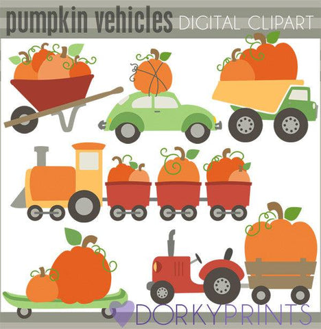 Pumpkin Vehicles Halloween Clipart