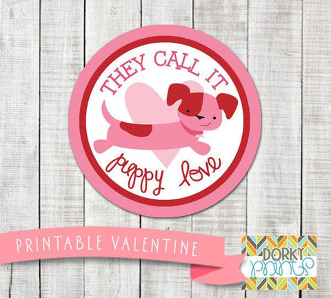 "Puppy Love" Valentine Circle Tags Holiday Printables
