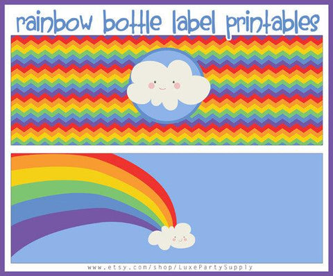 Rainbow Water Bottle Labels Birthday Party Printables