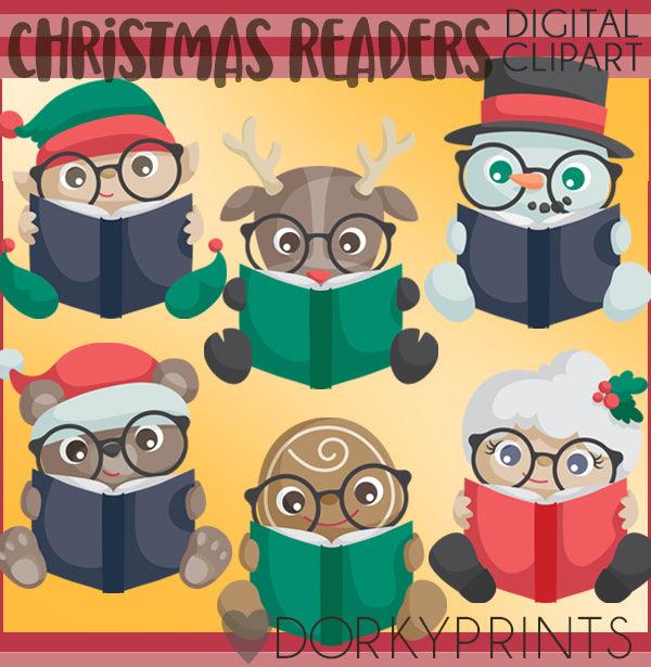 Reading At Christmas Clipart