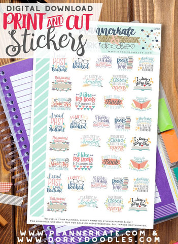 Reading Love Print and Cut Planner Stickers