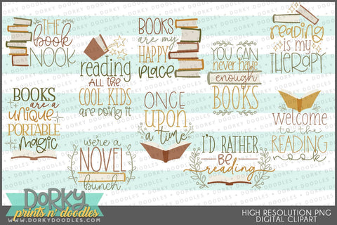 Reading Sayings Clipart - Dorky Doodles