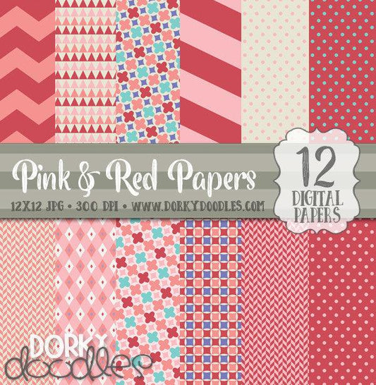 Red and Pink Digital Paper Pack