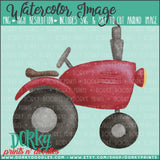 Red Tractor Watercolor PNG