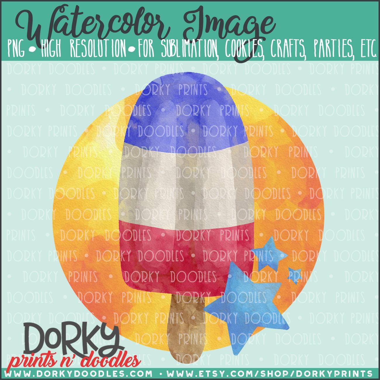Red, White, and Blue Popsicle Watercolor PNG