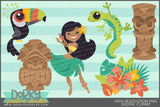Retro Tiki Summer Clipart - Dorky Doodles