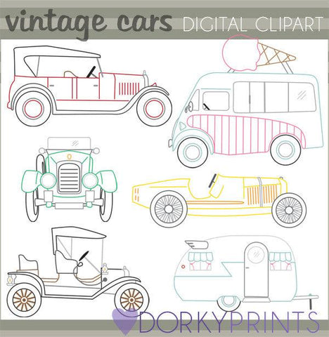 Retro Vehicles Vintage Fun Clipart