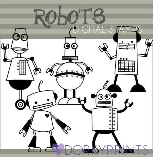 Robot Blackline Sci-fi Clipart