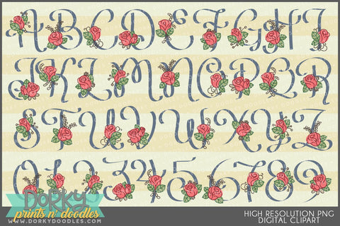 Rosebud Alphabet Clipart