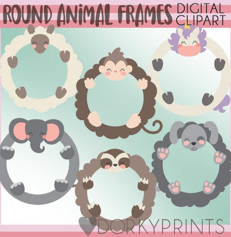Round Frame Animals Clipart