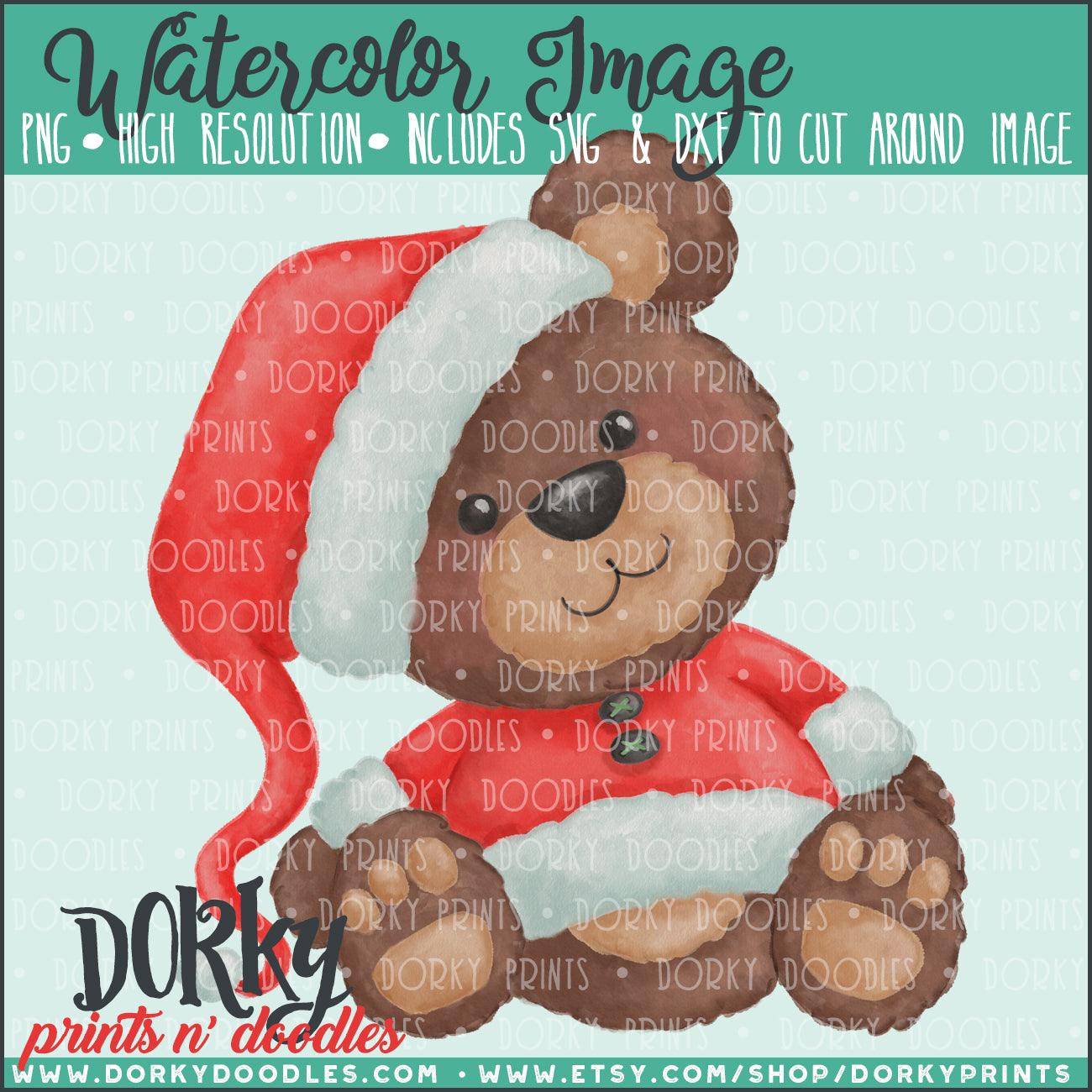 Santa Bear Watercolor PNG