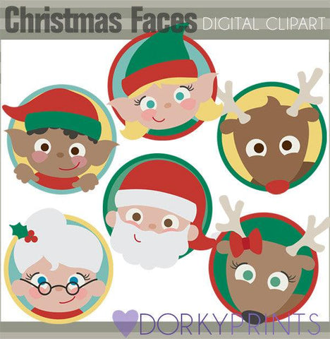 Santa Faces Christmas Clipart