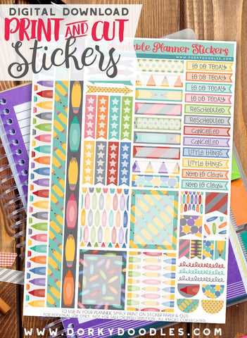 School Header Print and Cut Planner Stickers