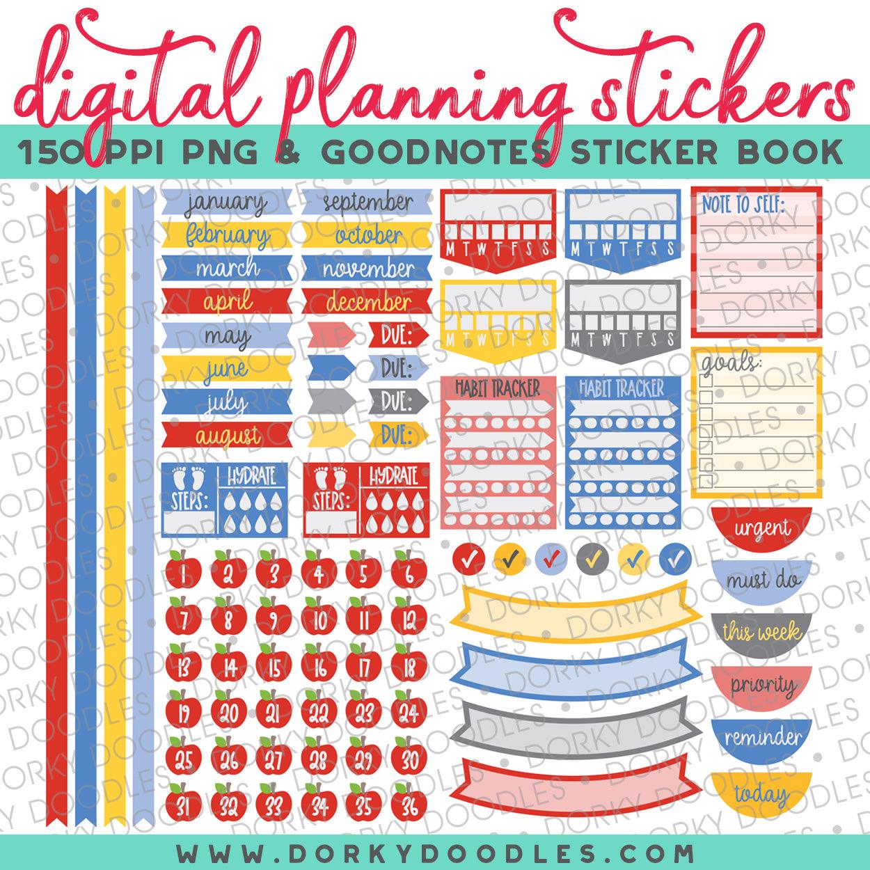 School Puns Extra Digital Planner Stickers