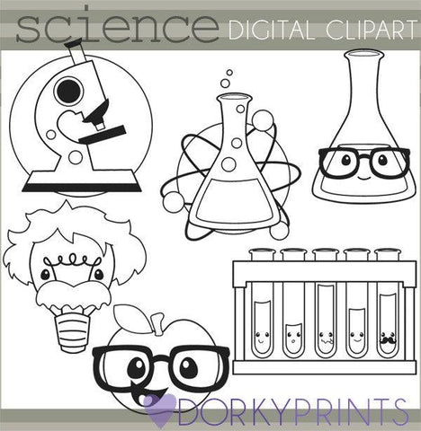 Science Black Line School Clipart