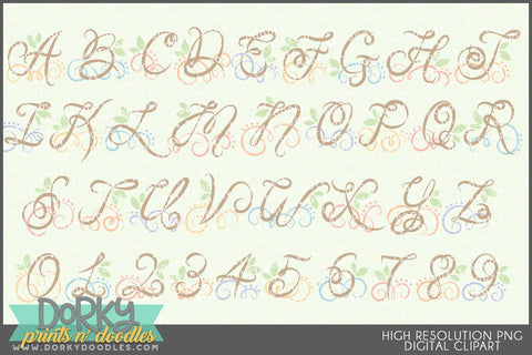 Script and Swirls Alphabet Clipart