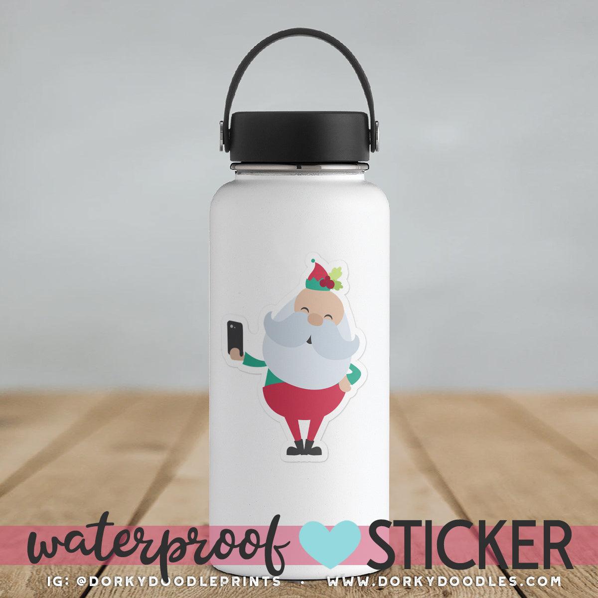 Selfie Santa Clear Large Waterproof Sticker - Dorky Doodles