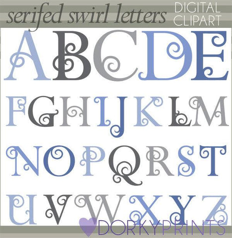 Serifs and Swirls Alphabet Clipart