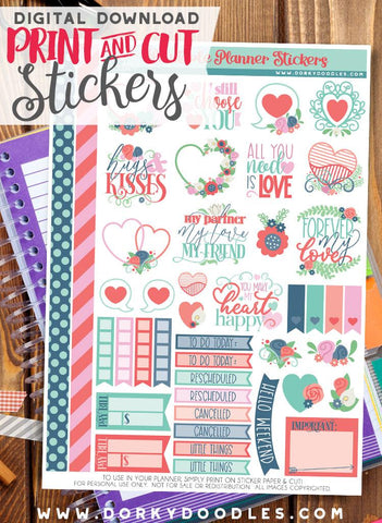 Serious Love Valentine Print and Cut Planner Stickers