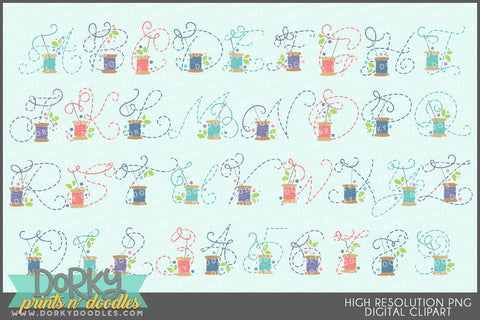 Sewing Alphabet Clipart