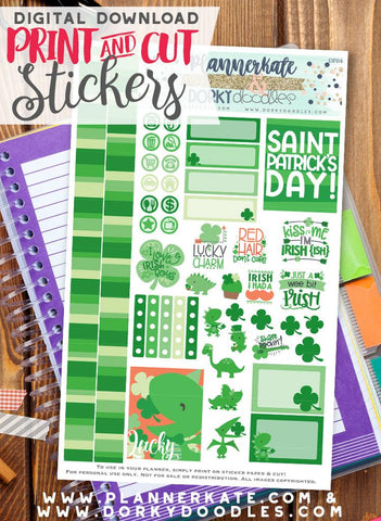 Shamrock Print and Cut Planner Stickers