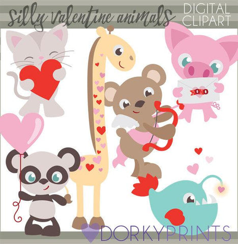 Silly Animal Valentine Clipart