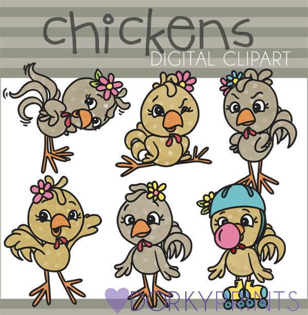 Silly Chickens Animals Clipart