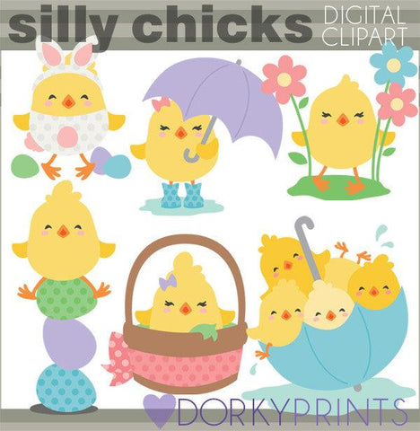 Silly Chicks Spring Clipart
