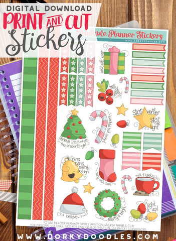 Silly Christmas Print and Cut Planner Stickers