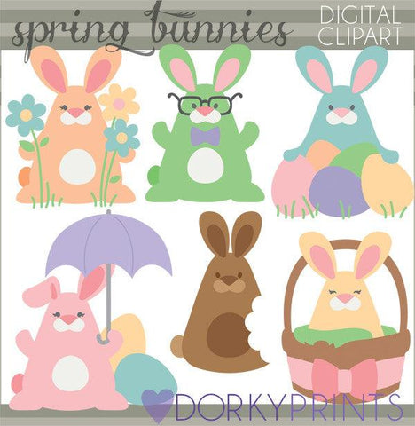 Silly Easter Bunnies Spring Clipart