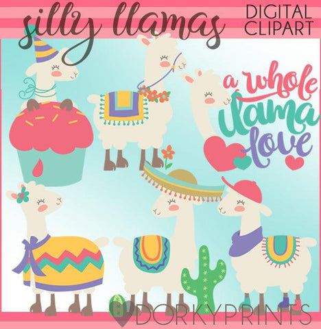Silly Llama Animals Clipart