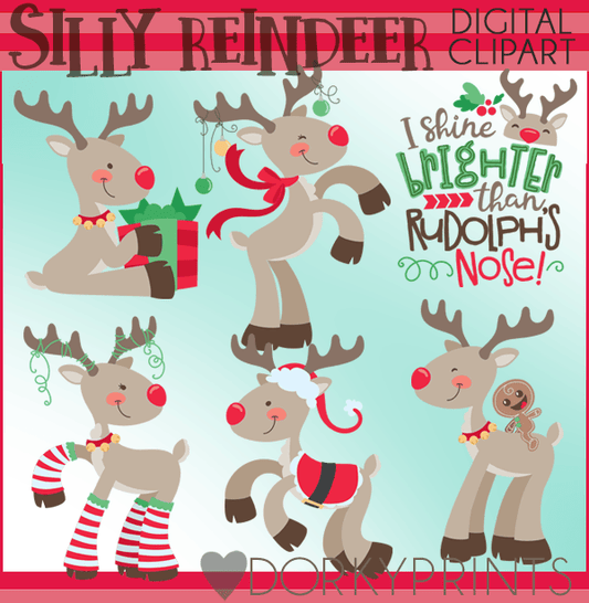 Silly Reindeer Christmas Clipart