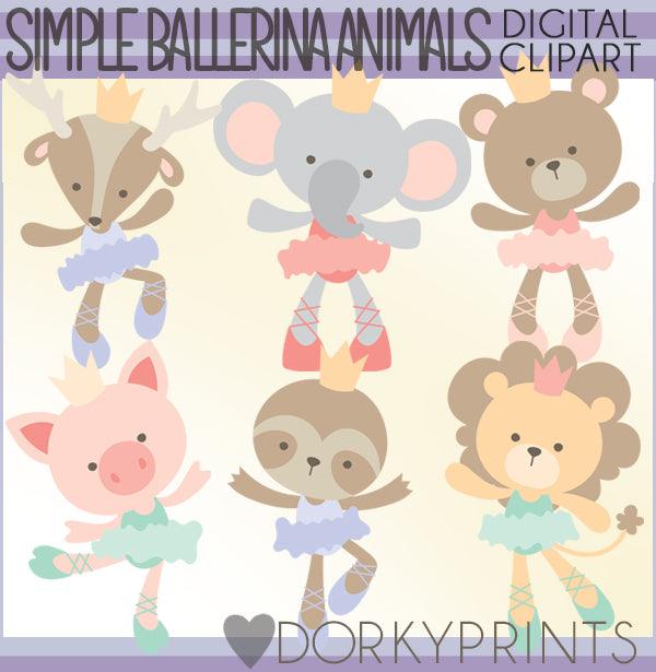 Simple Ballerina Animals Clipart