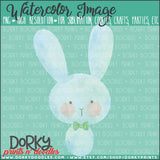 Simple Blue Bunny Watercolor PNG