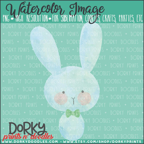 Simple Blue Bunny Watercolor PNG