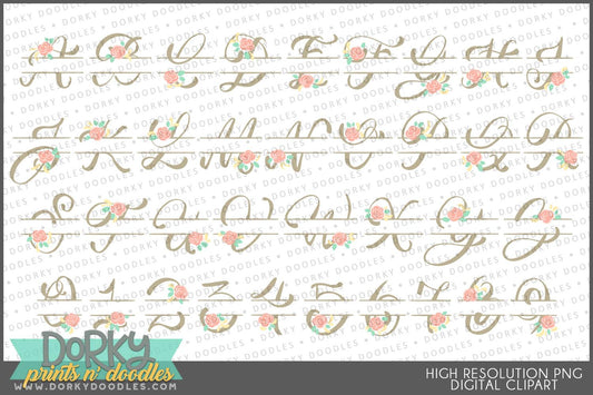 Simple Floral Alphabet Clipart