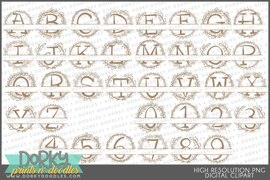 Simple Split Wreath Alphabet Clipart