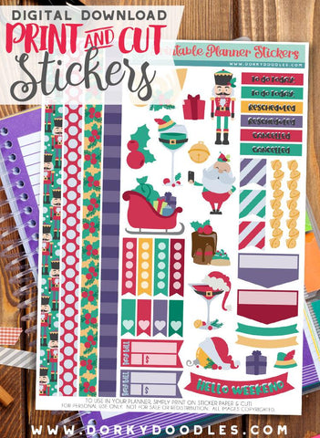Simply Christmas Print and Cut Planner Stickers