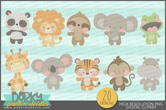 Simply Cute Animals Clipart - Dorky Doodles