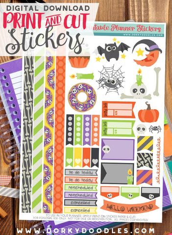 Simply Halloween Print and Cut Planner Stickers