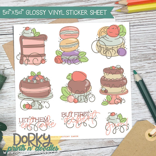 Sketchy Cake Sticker Sheet