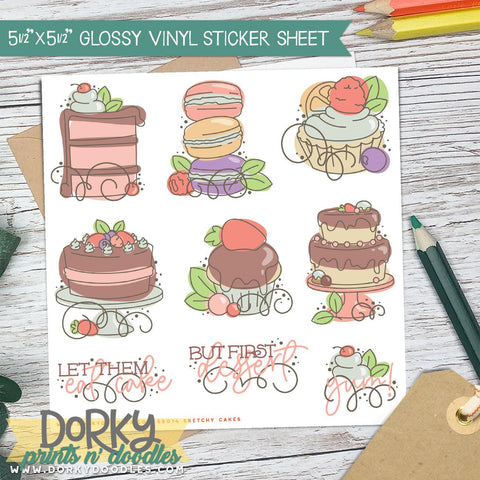 Sketchy Cake Sticker Sheet
