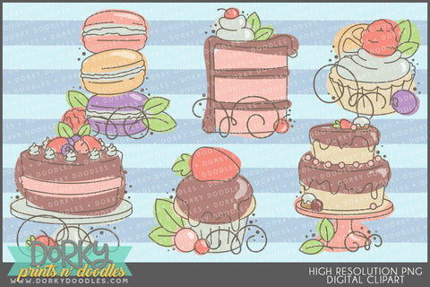 Sketchy Cakes Food Clipart