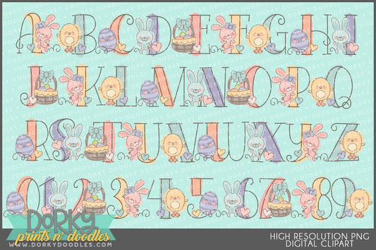 Sketchy Easter Alphabet Clipart