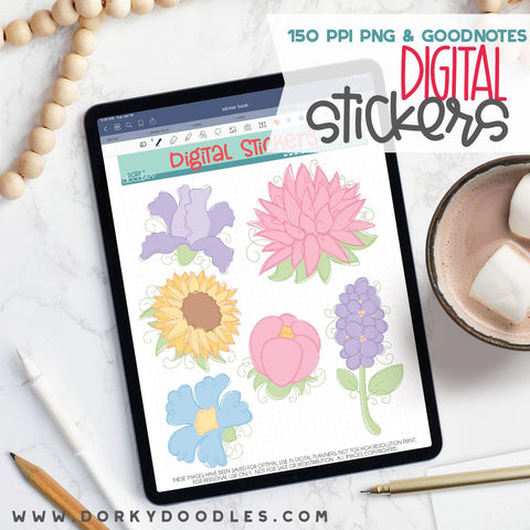 Sketchy Flowers Digital Planner Stickers