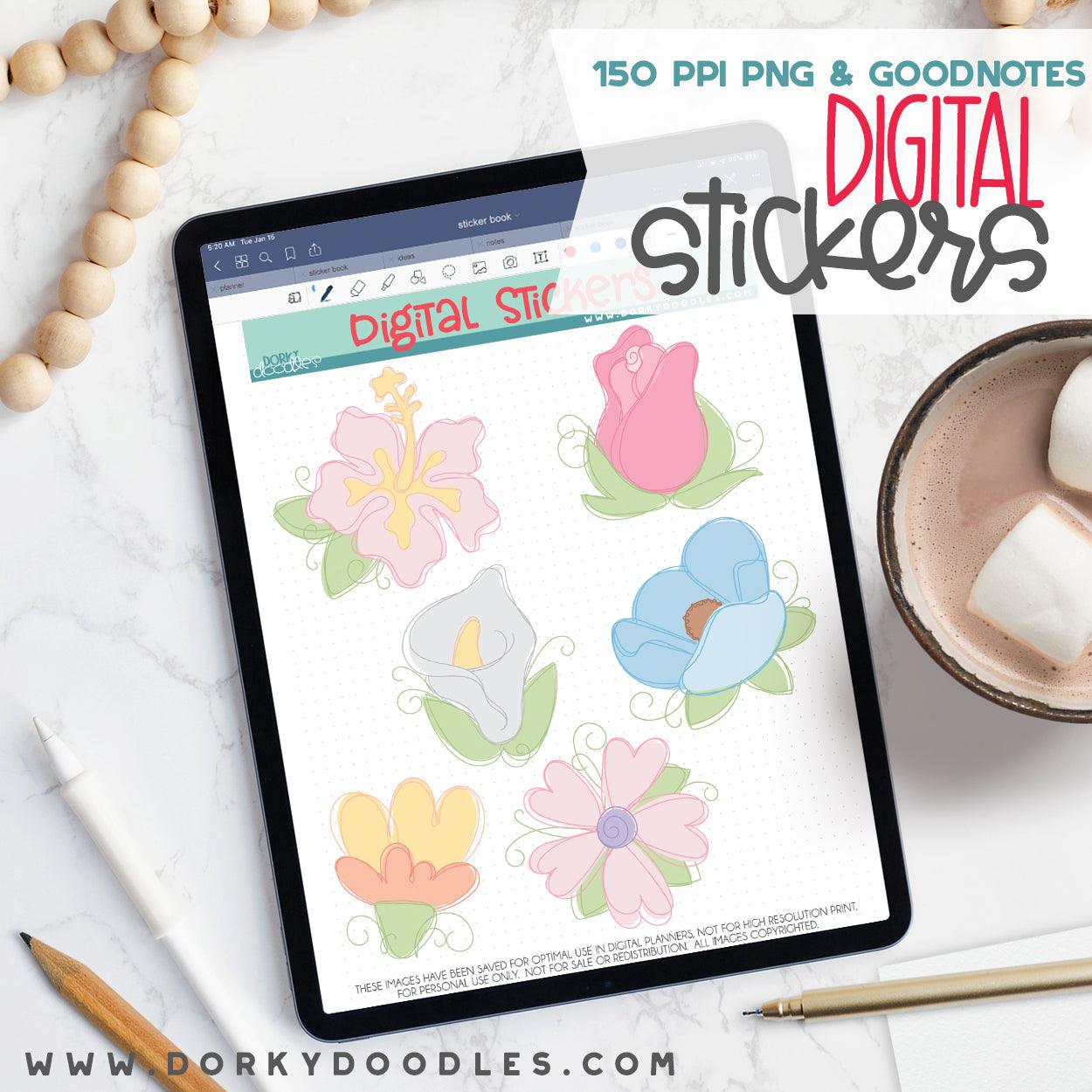 Sketchy Flowers Digital Planner Stickers