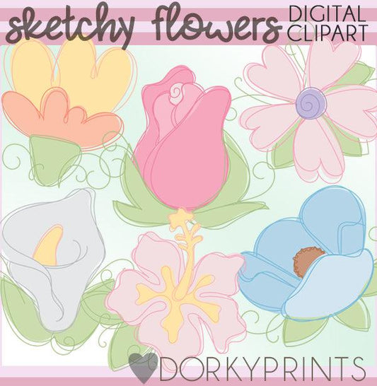 Sketchy Flowers Spring Clipart