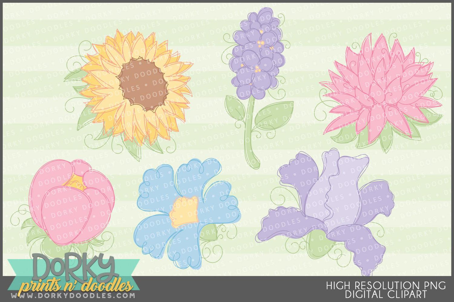 Sketchy Flowers Spring Clipart